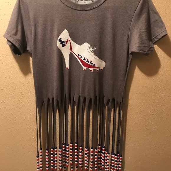 Houston Texans Tops - Gray Houston Texans High Heel Cleet T-Shirt S